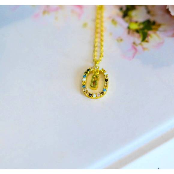 NEW 123 AMORE mi amor dipped initial necklace in gold - Picture 6 of 8